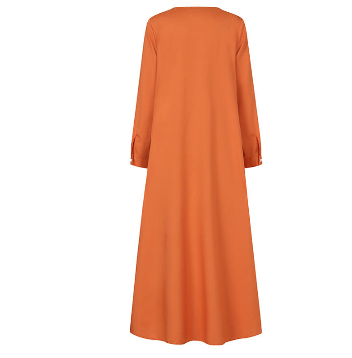 Loose Temperament Commuter Home Cardigan Long Solid Color Cotton Linen Dress