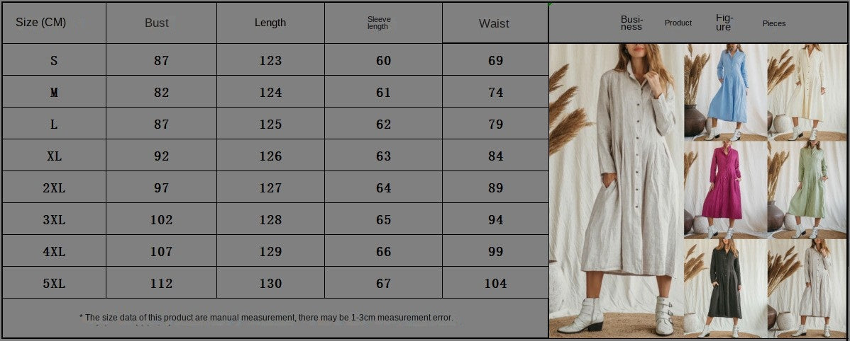Cotton Linen Long Irregular Dress Shirt Neck Twisted Button Casual Long Dresses