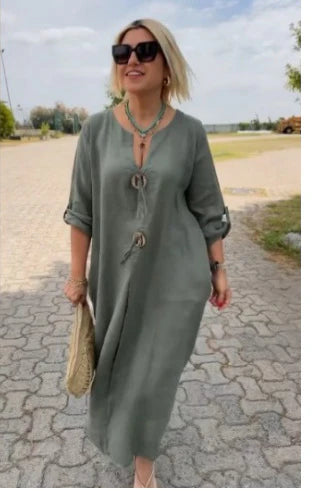 2025 New Casual Loose Women's Solid Color Simple Dresses