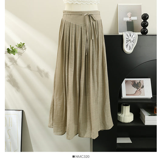 Cotton And Linen Wide Leg Skirt Pants 2024 Summer New High Waist Loose Casual Pants Skirt Thin Dagging Linen Skirt Pants Long Pants