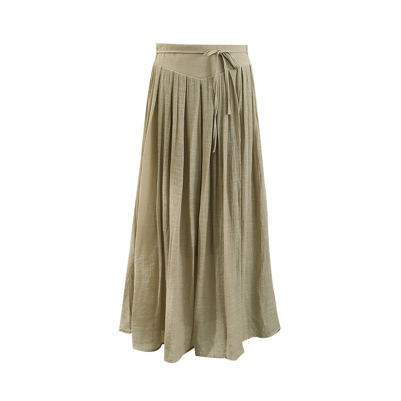 Cotton And Linen Wide Leg Skirt Pants 2024 Summer New High Waist Loose Casual Pants Skirt Thin Dagging Linen Skirt Pants Long Pants