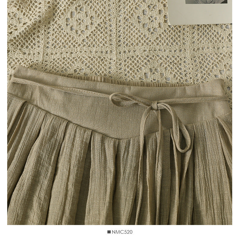 Cotton And Linen Wide Leg Skirt Pants 2024 Summer New High Waist Loose Casual Pants Skirt Thin Dagging Linen Skirt Pants Long Pants