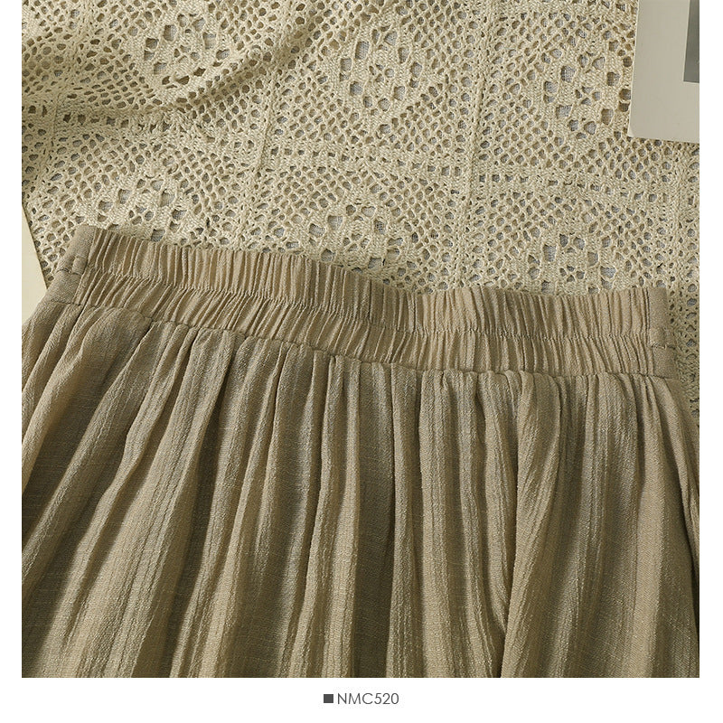 Cotton And Linen Wide Leg Skirt Pants 2024 Summer New High Waist Loose Casual Pants Skirt Thin Dagging Linen Skirt Pants Long Pants