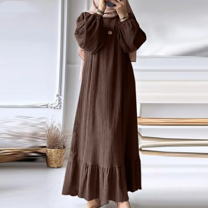 （25% Off Any Two Items）Dress Vintage Solid Ruffle Hem Sundresses