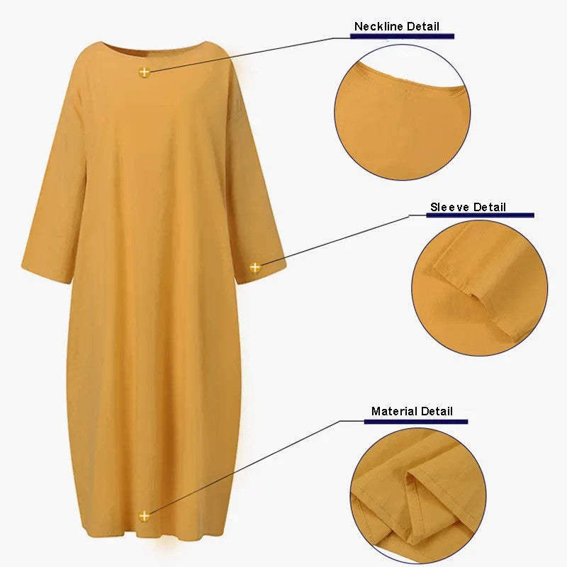 Slouchy loose casual cotton linen mesh colorful hot models dresses