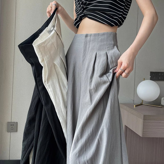2025 summer thin section high waist loose drape lazy wind cool cotton trousers