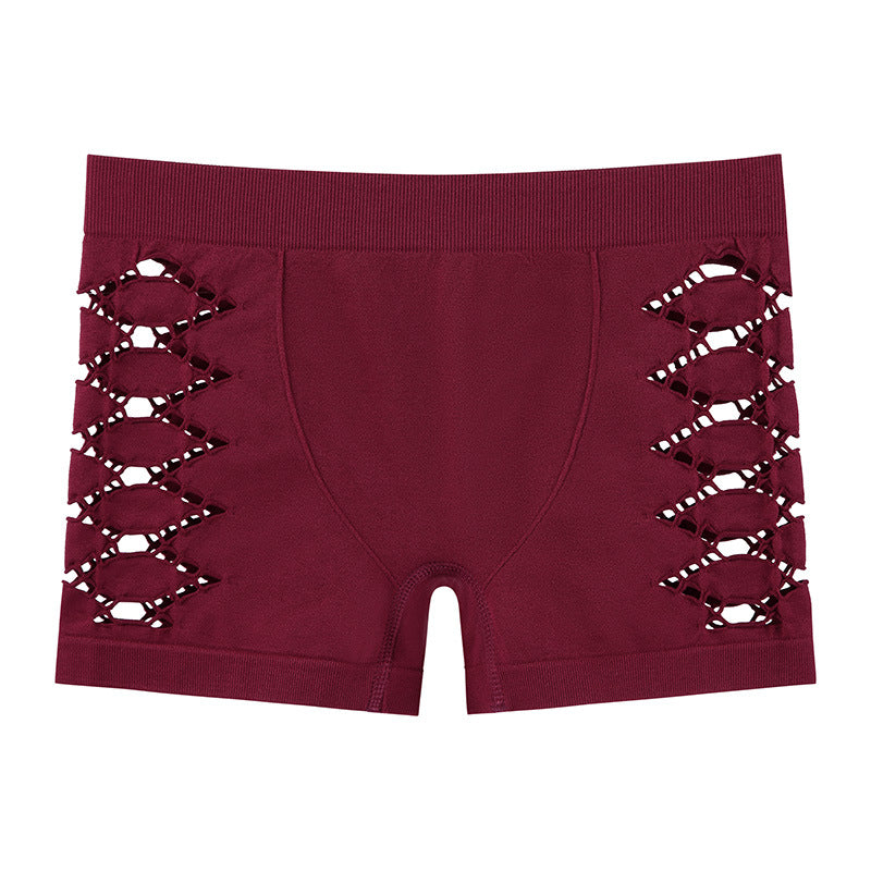 Hollow Sexy Seamless Panties Women Fitness Ladies Mid Waist Boxer Briefs Comfortable Breathable Shorts
