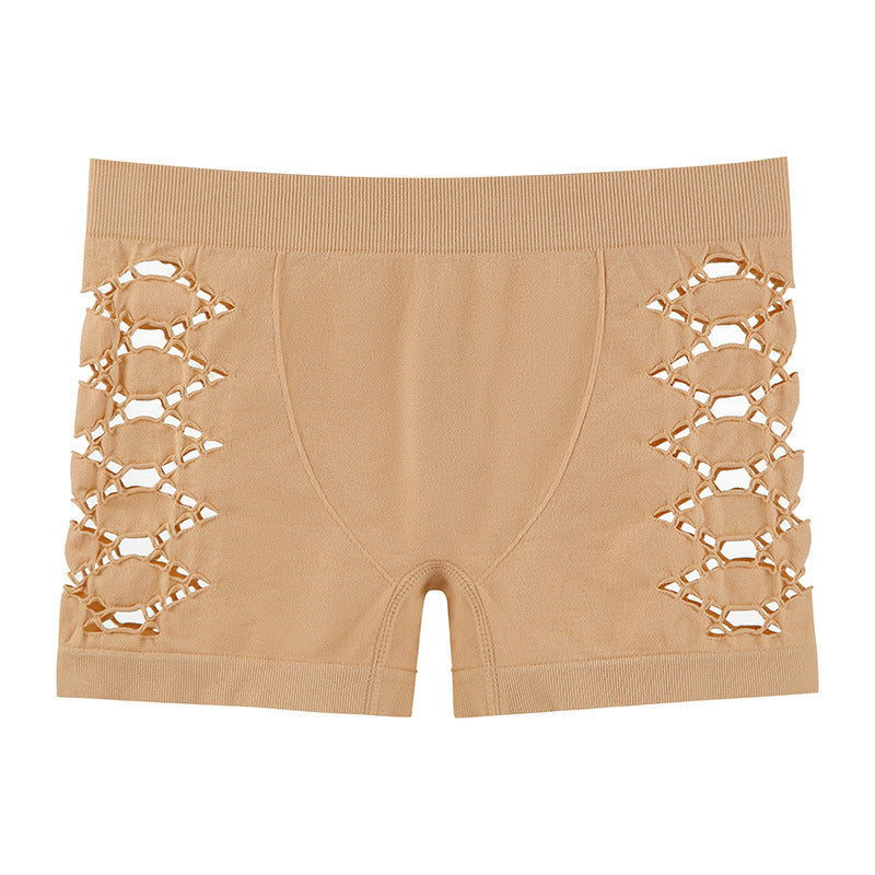 Hollow Sexy Seamless Panties Women Fitness Ladies Mid Waist Boxer Briefs Comfortable Breathable Shorts