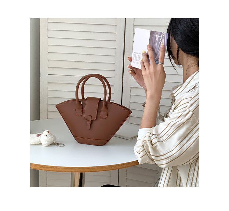 Large Capacity Hundred Korean Retro Fan Handbag Niche Design Personalised Crossbody Bag  Colour White Grey Grey