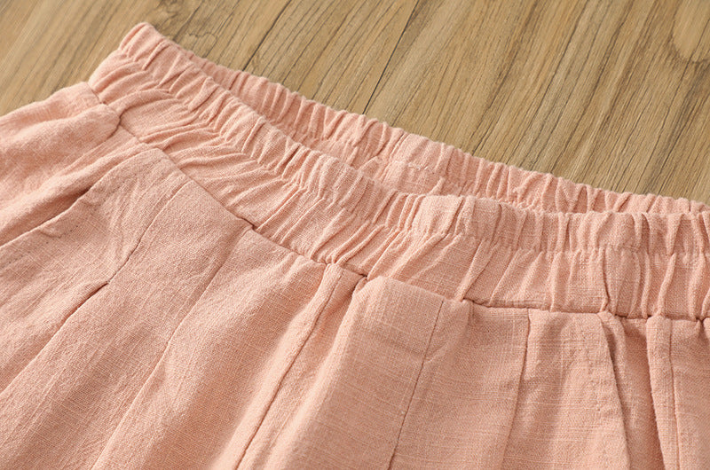 New cotton and linen women's pants, loose and versatile, slim sand-washed linen bloomers