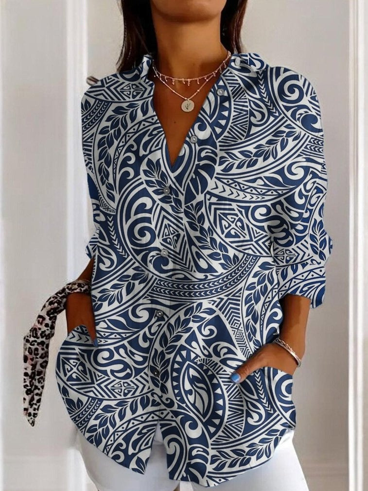 Summer Trend Long Sleeve Shirt Flower Pattern Print 3D Shirt