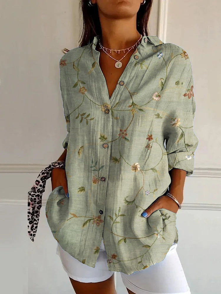 Summer Trend Long Sleeve Shirt Flower Pattern Print 3D Shirt