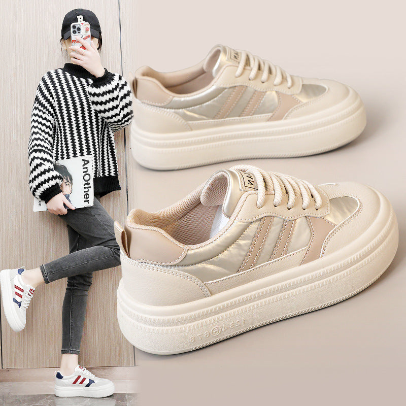 Spring and Autumn thin bottom heightening casual wearable Korean plate shoes