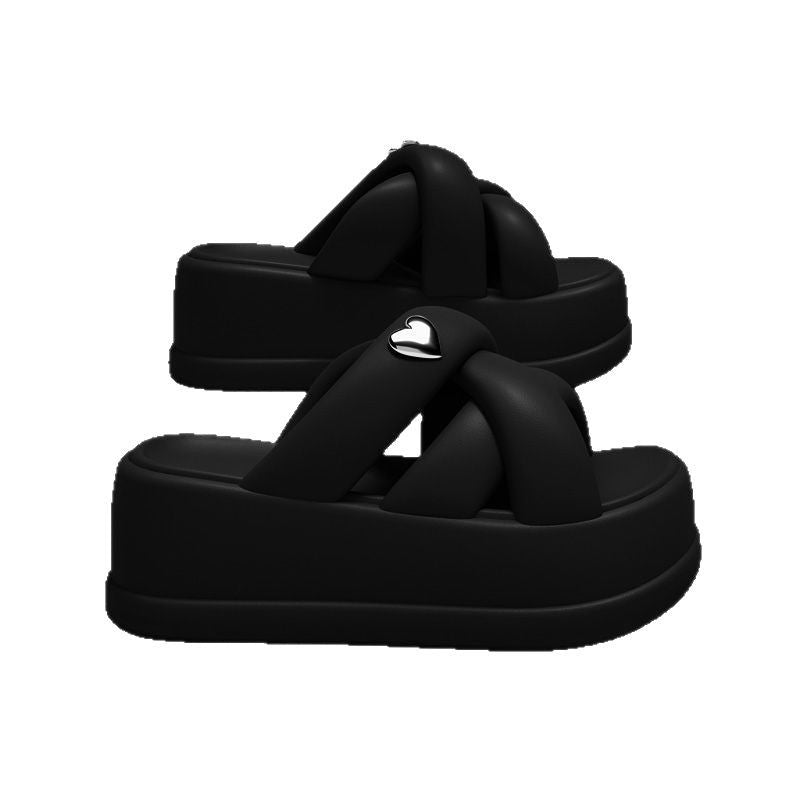 Summer thick bottom 6.0CM love slippers anti-slip and anti-odor