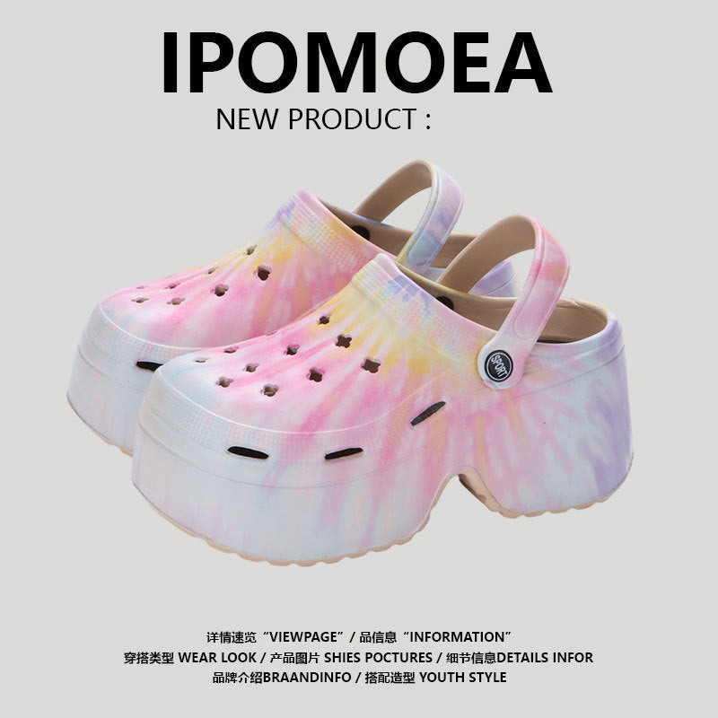 9cm Thick Bottom Cave Shoes Women's High Heeled Sandals Slippers Muffin Garden Shoes