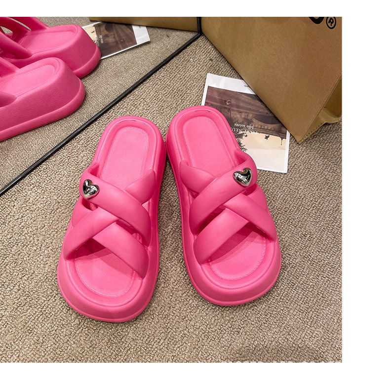 Summer thick bottom 6.0CM love slippers anti-slip and anti-odor