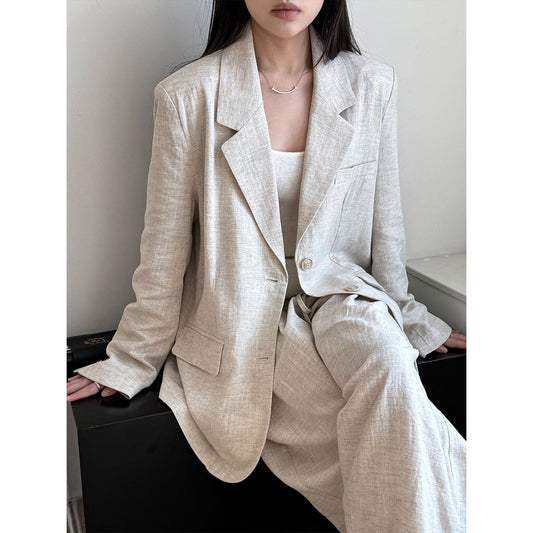 Senior sense of wear linen suit jacket women 2025 spring cotton linen small suit