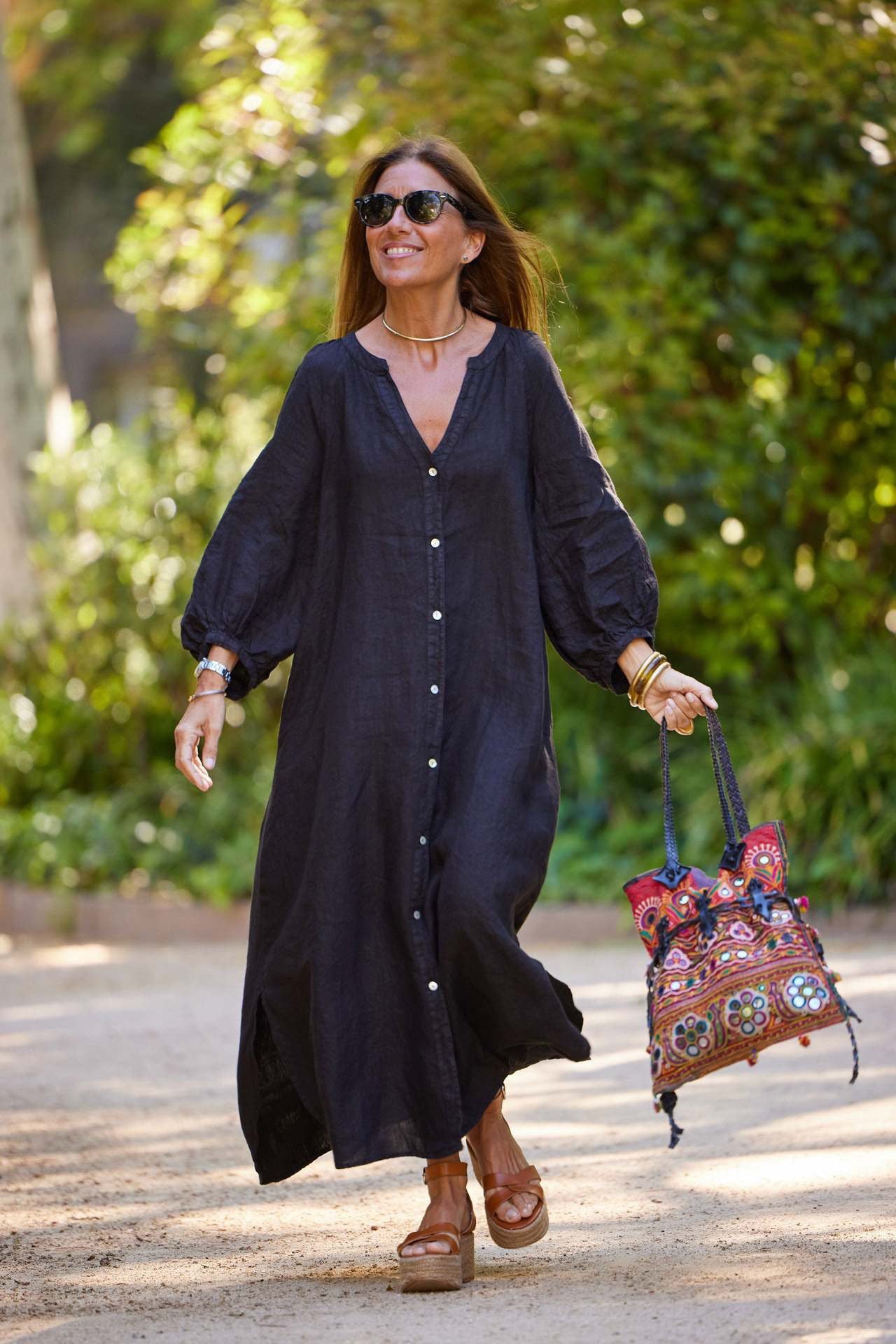 Cotton Linen Shirt Long Dress Fashion Casual Long Sleeve Cardigan Dresses