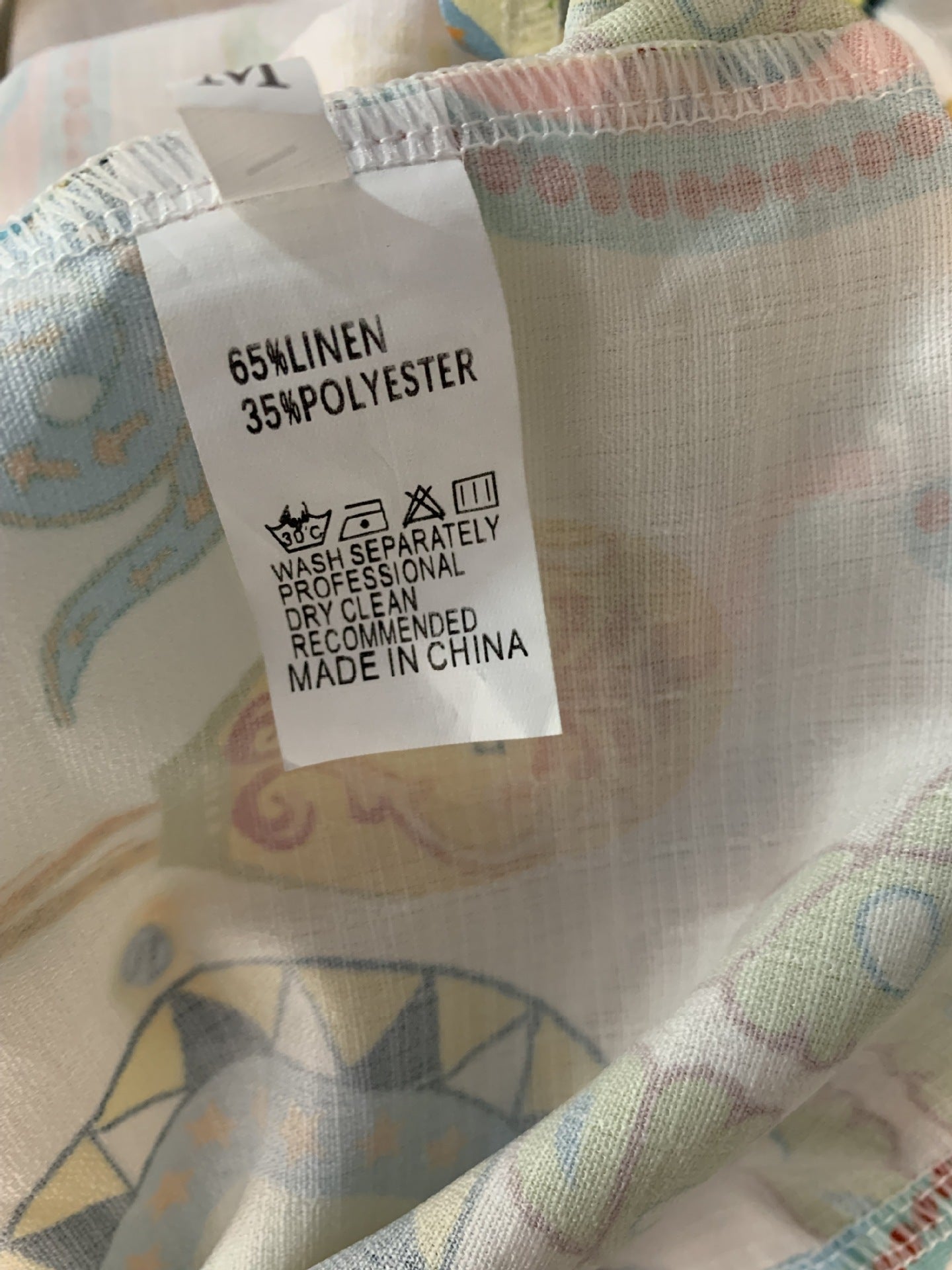 Lapel Tie Waist Positioning Printed Linen Resort Long Sleeve Dress