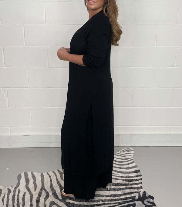 Spring and Summer Women's V-Neck Long Sleeve Split Top Pants Two Piece Suit