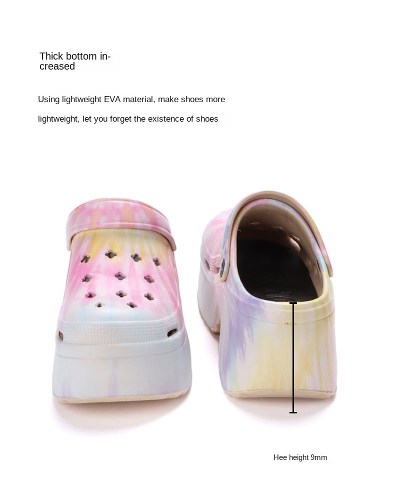 9cm Thick Bottom Cave Shoes Women's High Heeled Sandals Slippers Muffin Garden Shoes