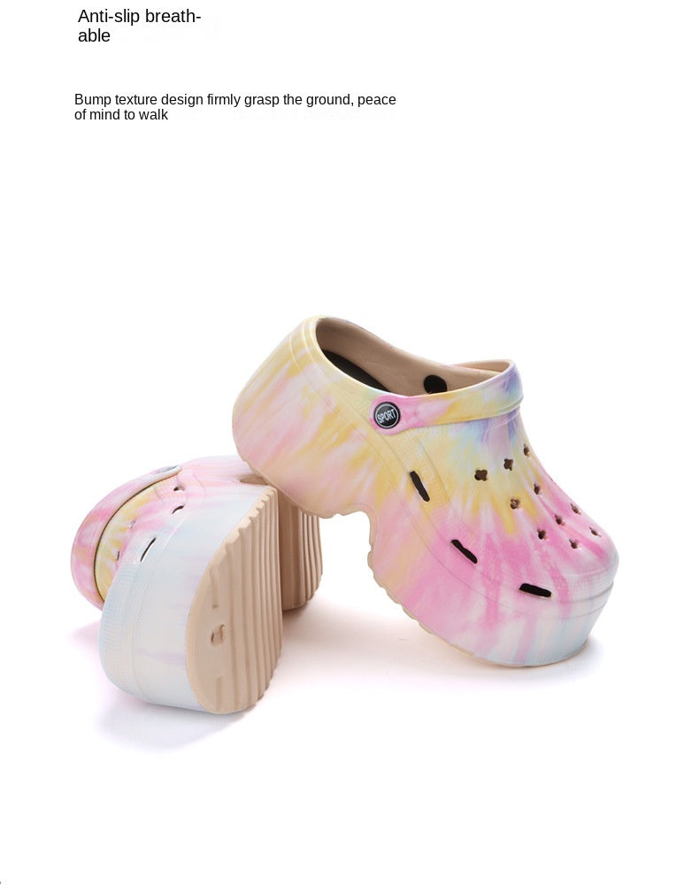 9cm Thick Bottom Cave Shoes Women's High Heeled Sandals Slippers Muffin Garden Shoes